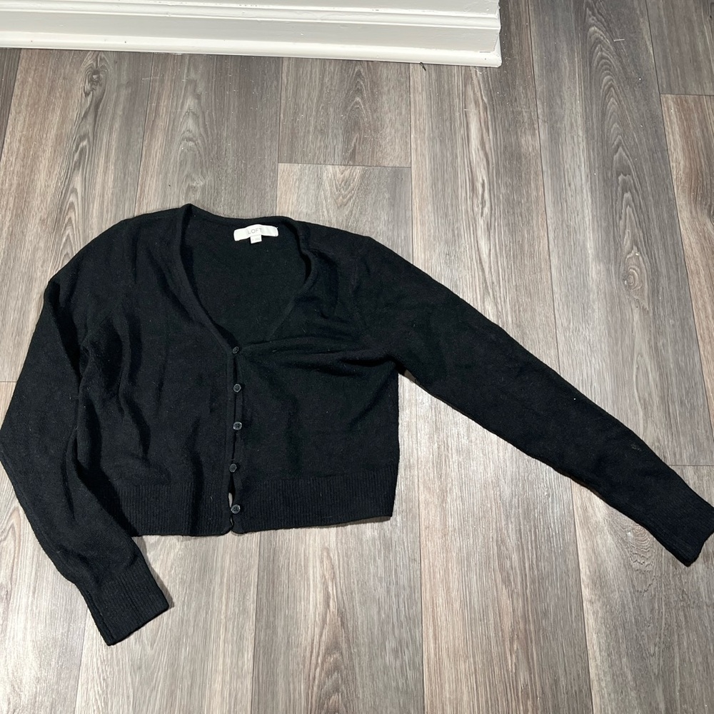 Womens Loft Cardigan Sweater Black Sz S